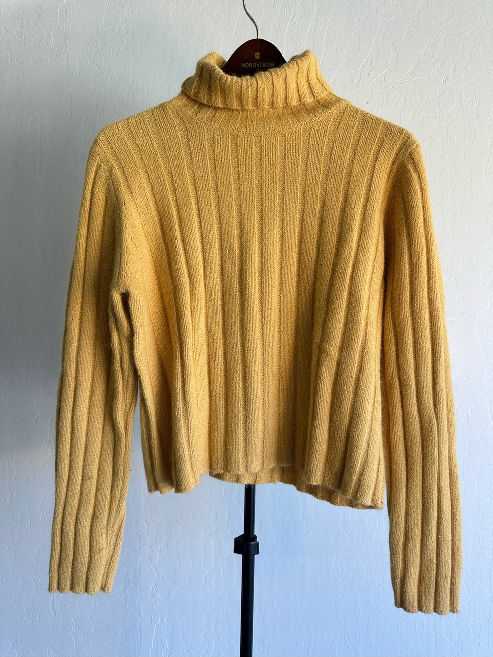 Ann Taylor Mustard Ribbed Turtleneck Sweater